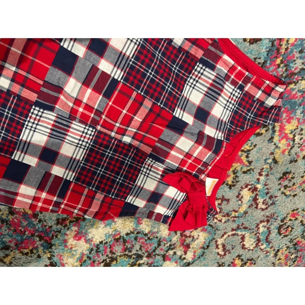 Gymboree Girls Red Plaid Patchwork Sleeveless Jumper Dress Size 4T Holiday k7035
